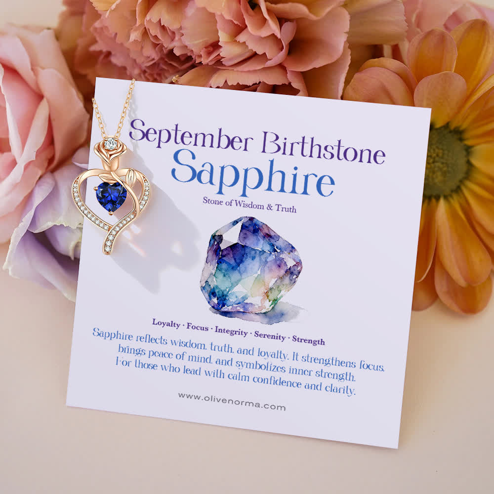 FREE Today: Rose Flower Love Heart Birthstone Gift Card Necklace