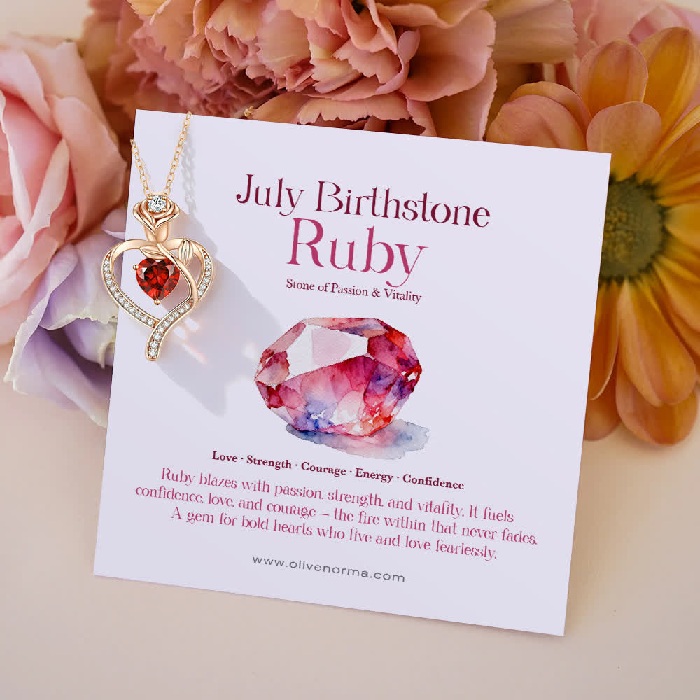 FREE Today: Rose Flower Love Heart Birthstone Gift Card Necklace