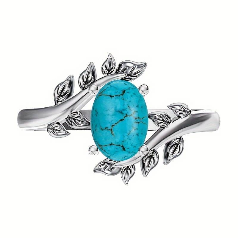 FREE Today: Turquoise Twisted Leaf Engagement Ring