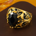 FREE Today: Black Oval Zirconia Vintage Men's Golden-Tone Alloy Ring