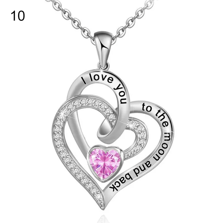 FREE Today: "I Love You to the Moon and Back" – Eternal Hearts Birthstone Necklace