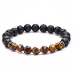Tiger Eye With Lava Stone Protection Bracelet