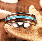 FREE Today: Koa Wood and Abalone Shell Tungsten Ring