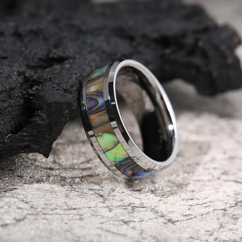 FREE Today: Koa Wood and Abalone Shell Tungsten Ring
