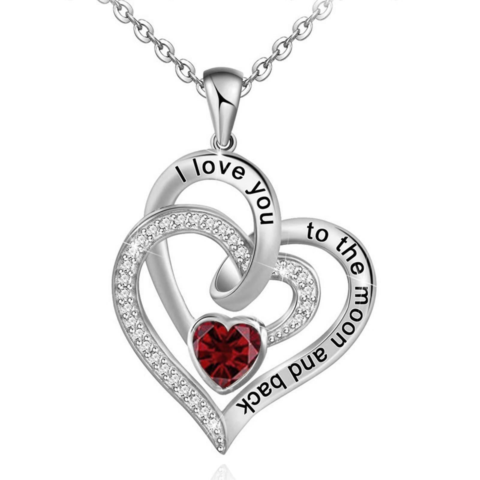 FREE Today: "I Love You to the Moon and Back" – Eternal Hearts Birthstone Necklace