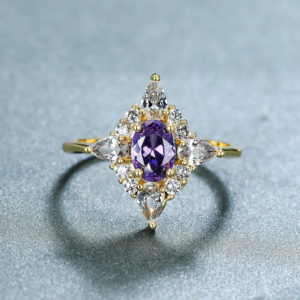 FREE Today: Elegant Amethyst with Zircon Gold Ring