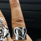 Silver Wide Band Heart Ring