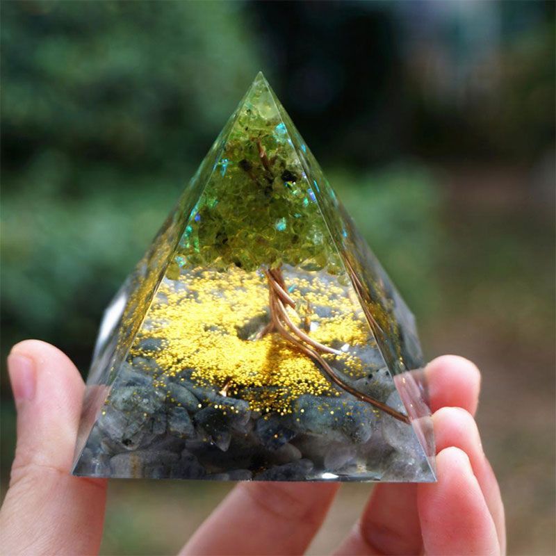 FREE Today: Moonlit Growth Peridot & Grey Moonstone Orgone Pyramid