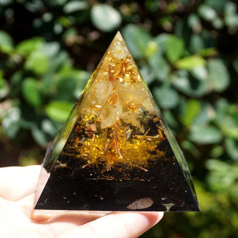 FREE Today: Golden Clarity-Citrine & Obsidian Tree of Life Pyramid