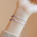 Wisteria - Amethyst With Clear Crystal Healling Gemstone Bracelet