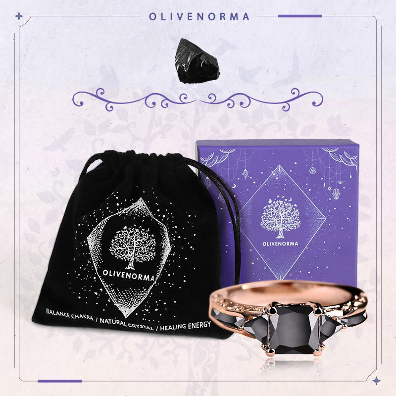 FREE Today: "Simple Pretty" -  Princess Cut Obsidian & Sapphire Ring