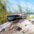 FREE Today: Koa Wood and Abalone Shell Tungsten Ring