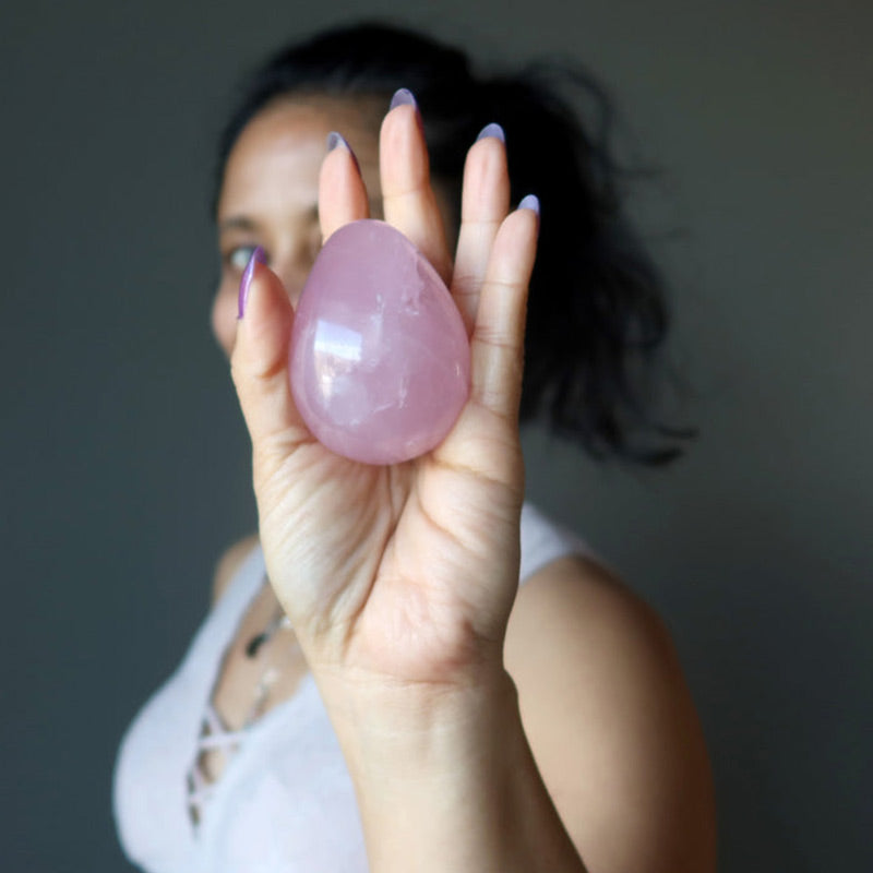 Easter Rose Quartz Dancing Star Crystal Egg