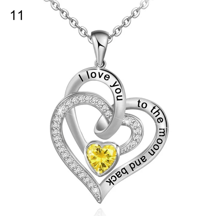 FREE Today: "I Love You to the Moon and Back" – Eternal Hearts Birthstone Necklace