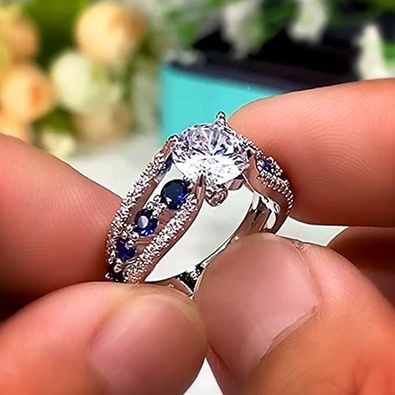 FREE Today: Creative Hollow Sapphire Blue Zircon Ring