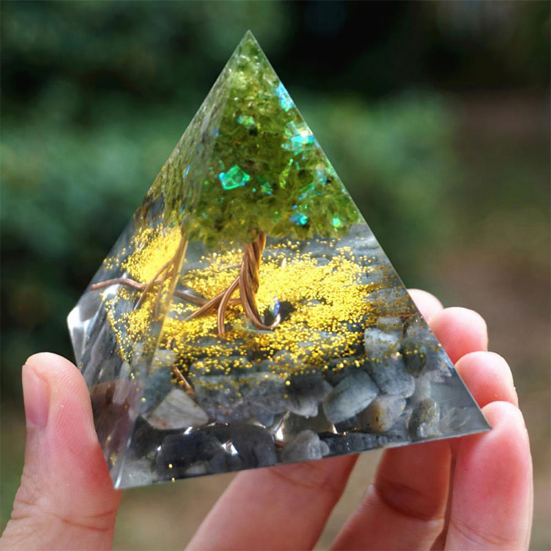 FREE Today: Moonlit Growth Peridot & Grey Moonstone Orgone Pyramid