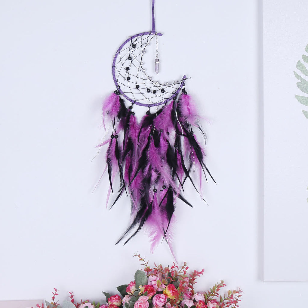 FREE Today: "Peace Energy" Amethyst & Obsidian Moon Feather Dream Catcher