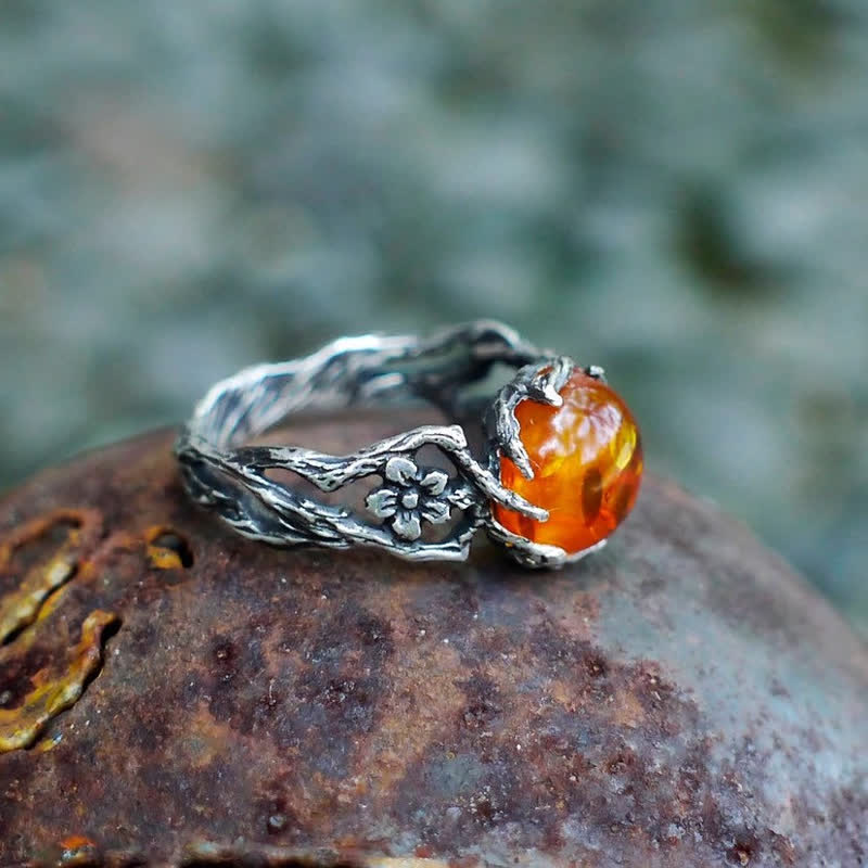 Antique Amber Flower Ring