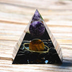 Amethyst Sphere With Obsidian Tiger Eye Orgone Pyramid