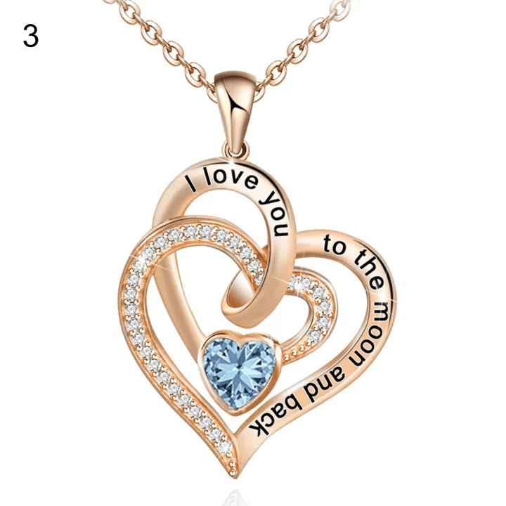 FREE Today: "I Love You to the Moon and Back" – Eternal Hearts Birthstone Necklace