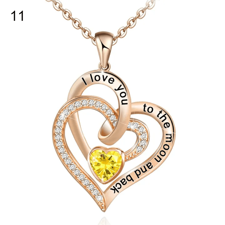 FREE Today: "I Love You to the Moon and Back" – Eternal Hearts Birthstone Necklace