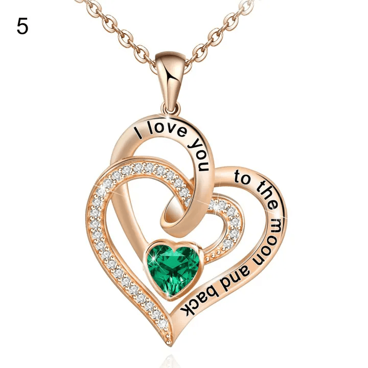 FREE Today: "I Love You to the Moon and Back" – Eternal Hearts Birthstone Necklace