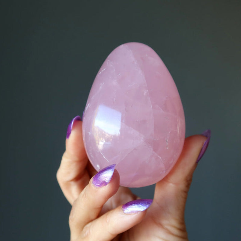 Easter Rose Quartz Dancing Star Crystal Egg