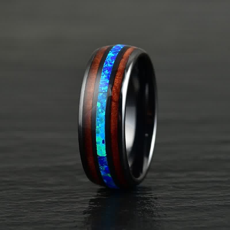 FREE Today: Koa Wood and Abalone Shell Tungsten Ring