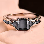 FREE Today: "Simple Pretty" -  Princess Cut Obsidian & Sapphire Ring