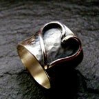 Silver Wide Band Heart Ring
