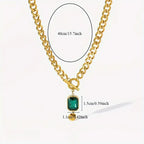Bold Emerald Gold Link Necklace