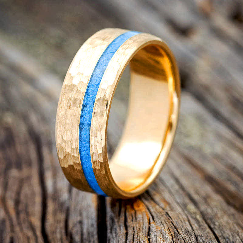 VERTIGO - Hammered Turquoise Wedding Ring