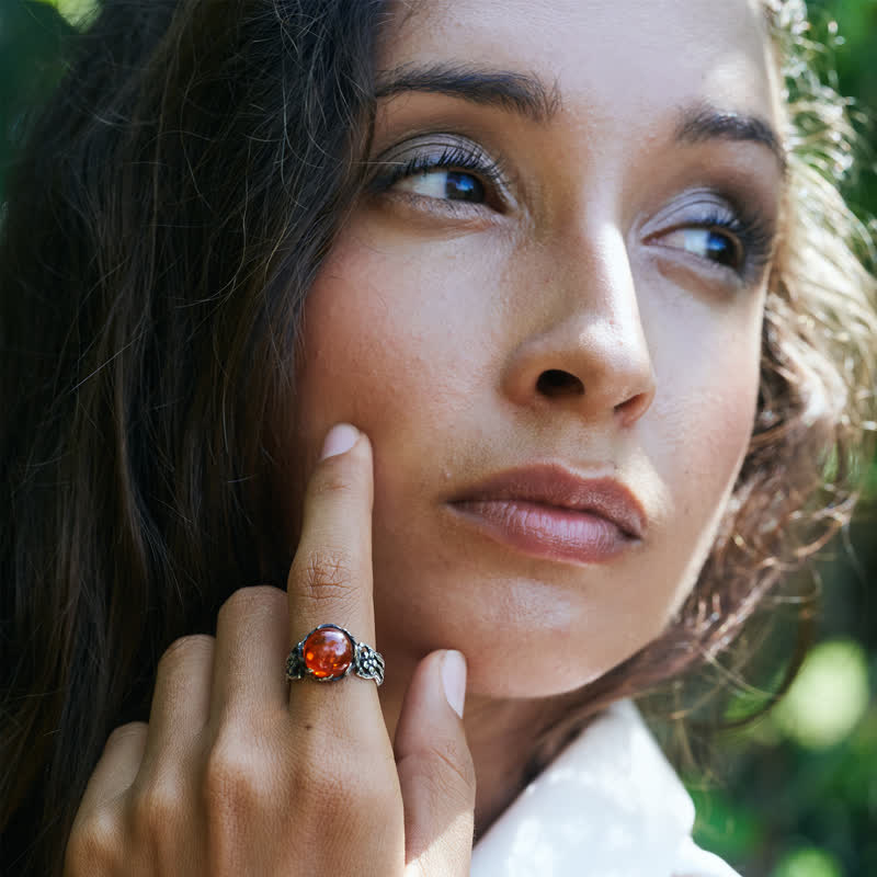 Antique Amber Flower Ring