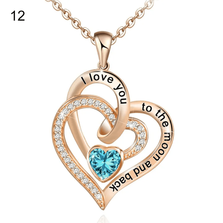 FREE Today: "I Love You to the Moon and Back" – Eternal Hearts Birthstone Necklace