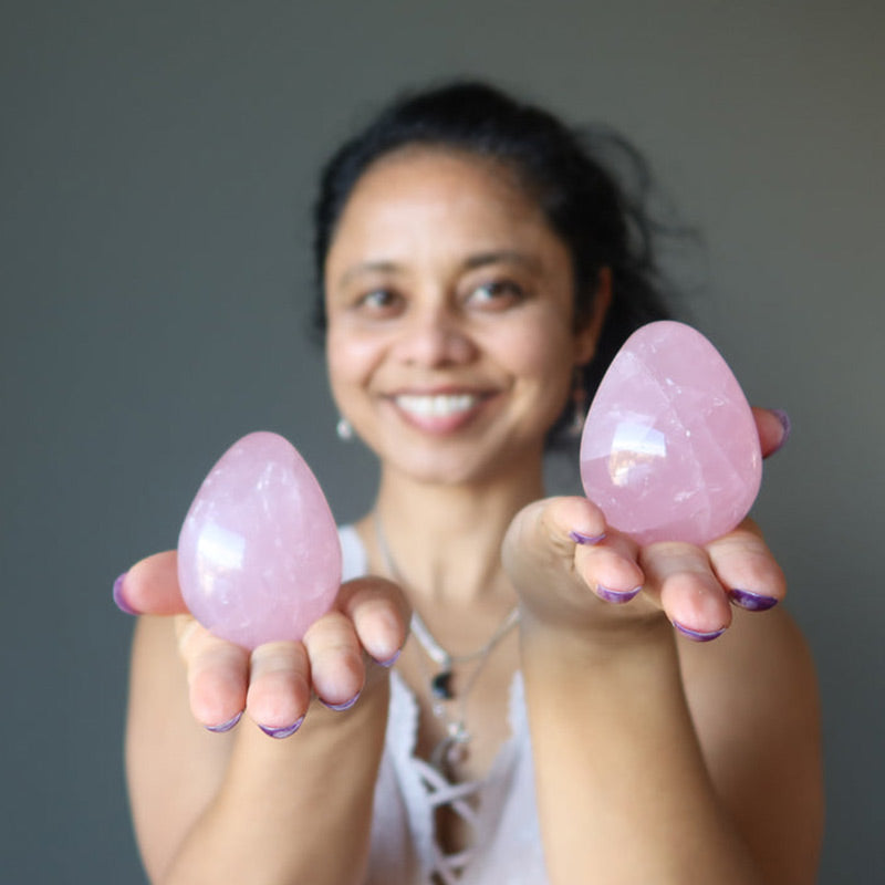 Easter Rose Quartz Dancing Star Crystal Egg