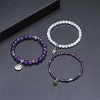 Amethyst Lotus Symbol 3 - Piece Bracelet