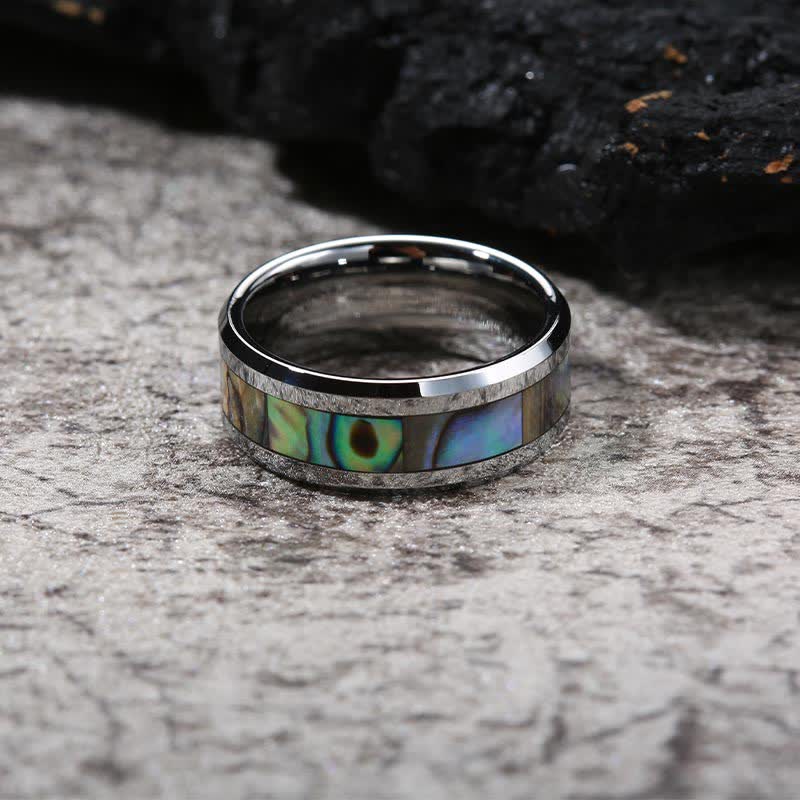 FREE Today: Koa Wood and Abalone Shell Tungsten Ring