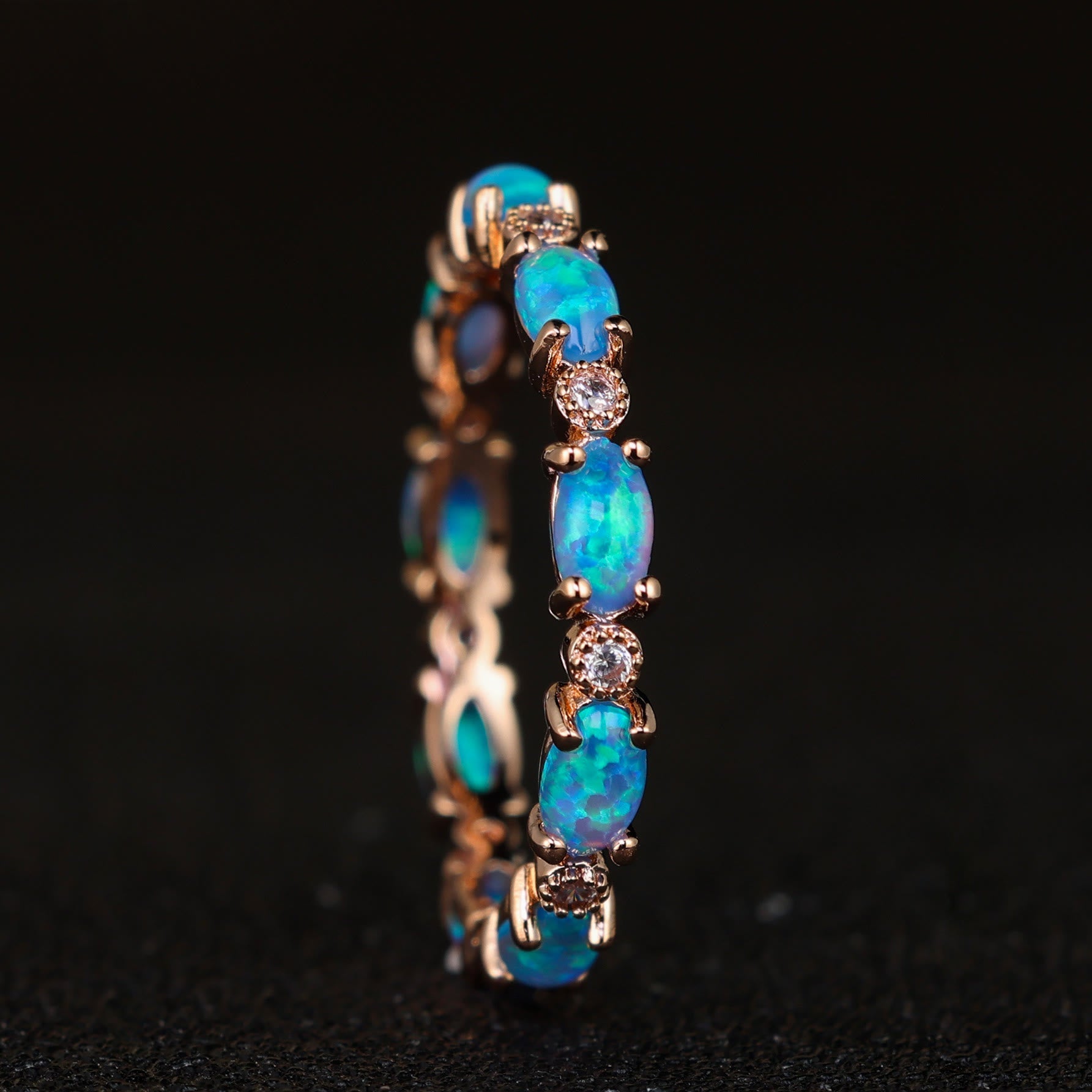 FREE Today: "Secret Energy" - Color Opal Retro Black Gold Ring