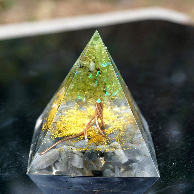 FREE Today: Moonlit Growth Peridot & Grey Moonstone Orgone Pyramid