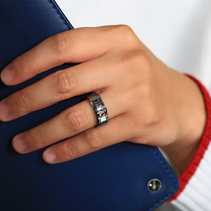 FREE Today: Koa Wood and Abalone Shell Tungsten Ring