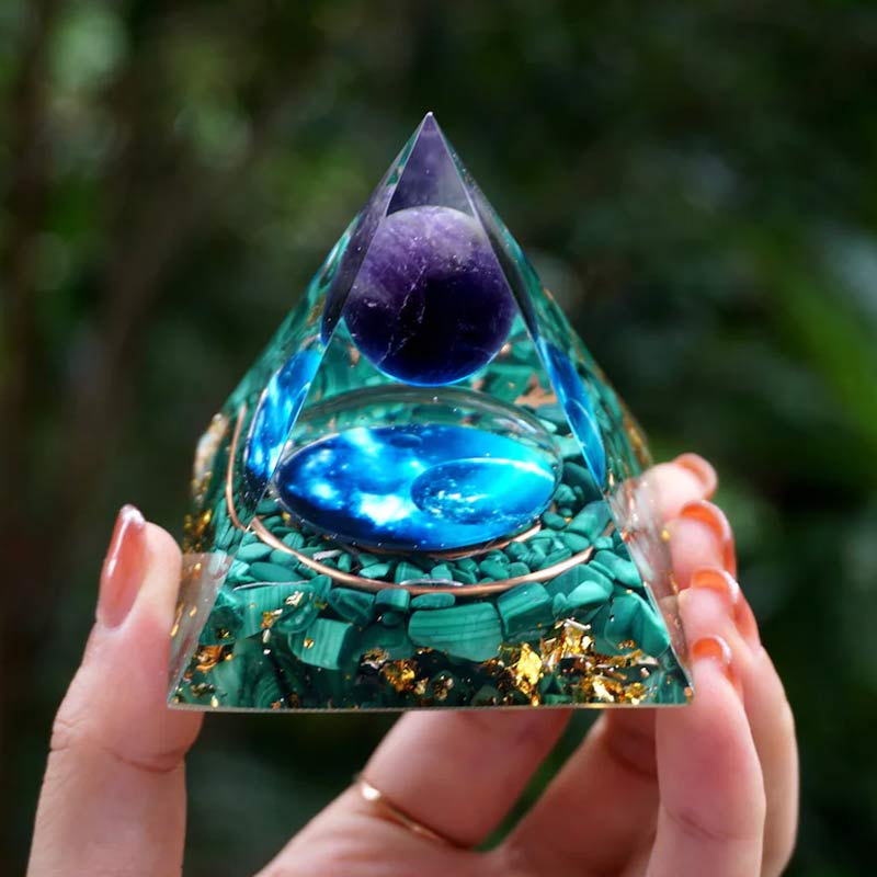 FREE Today: Mystic Union Amethyst & Malachite Orgone Pyramid