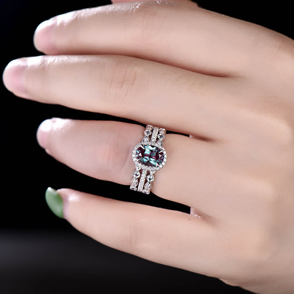 FREE Today: Alexandrite & Emerald 3 - piece Ring