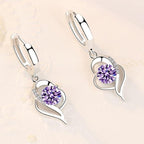 925 Sterling Silver and Zirconia Inlaid Floral Earrings