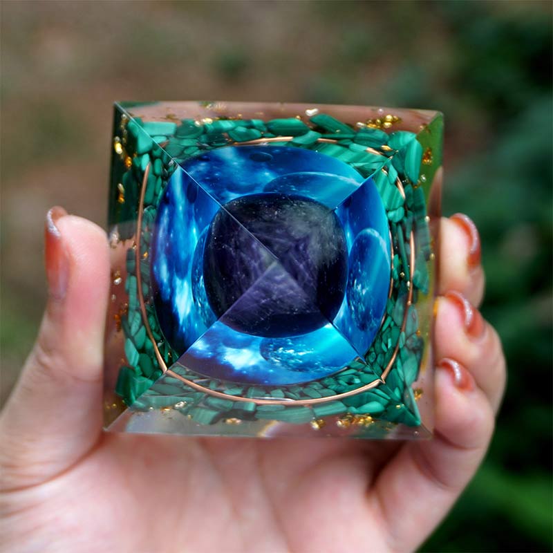 FREE Today: Mystic Union Amethyst & Malachite Orgone Pyramid