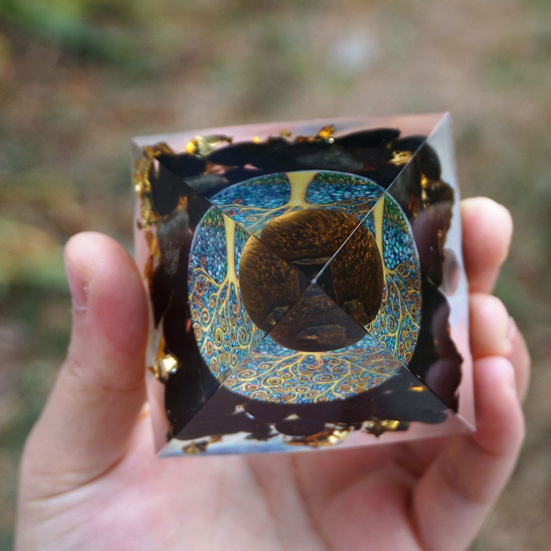 FREE Today: Guardian's Flame-Tiger Eye & Obsidian Protection Orgone Pyramid