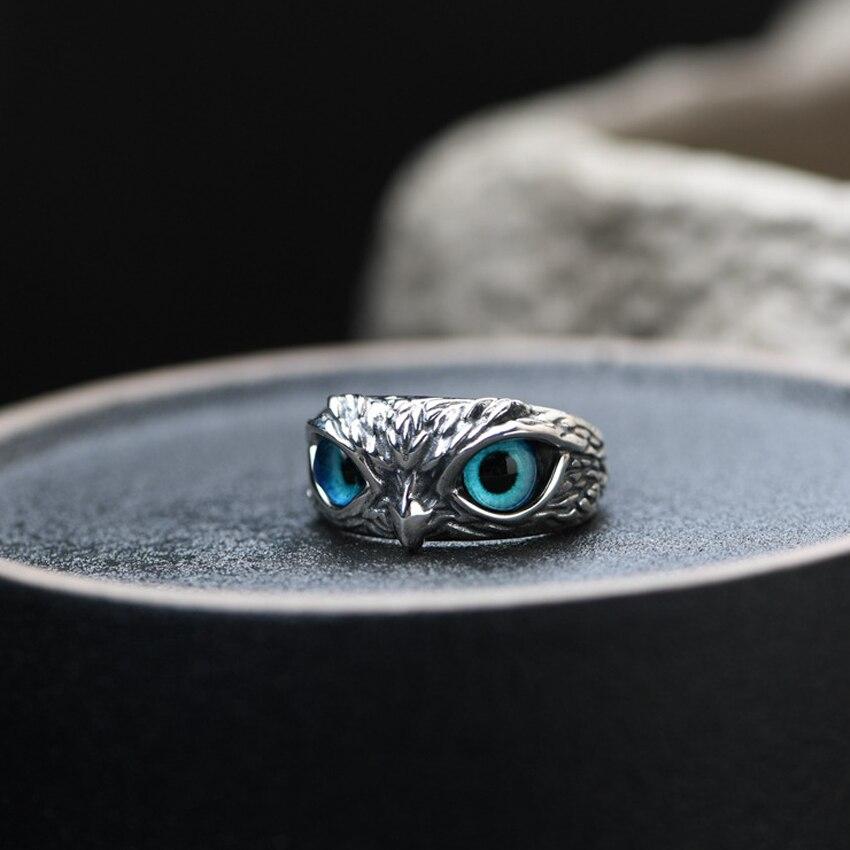 Adjustable Silver Opal Owl Ring