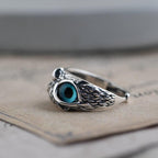 Adjustable Silver Opal Owl Ring