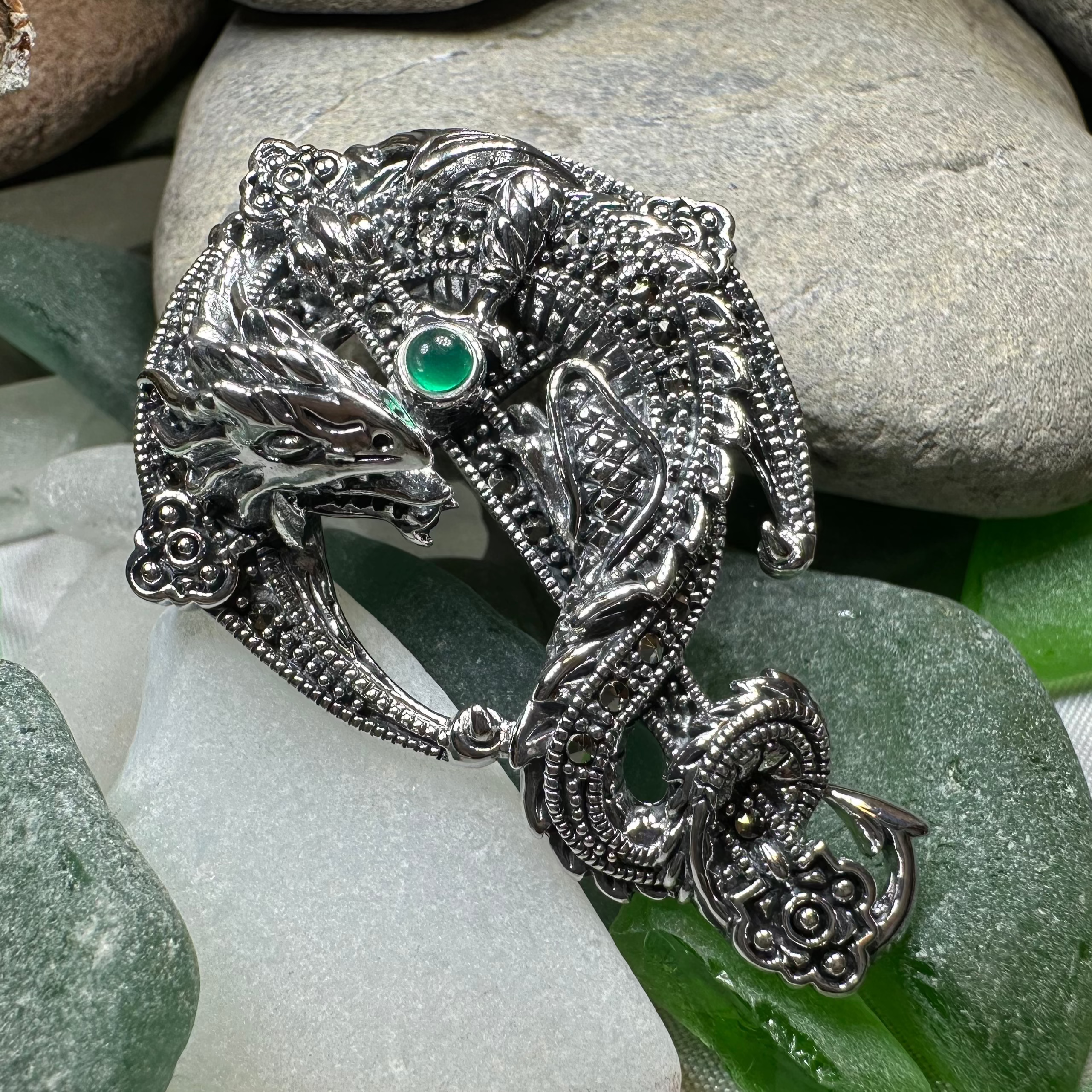 Zyrinx Marcasite Dragon Brooch