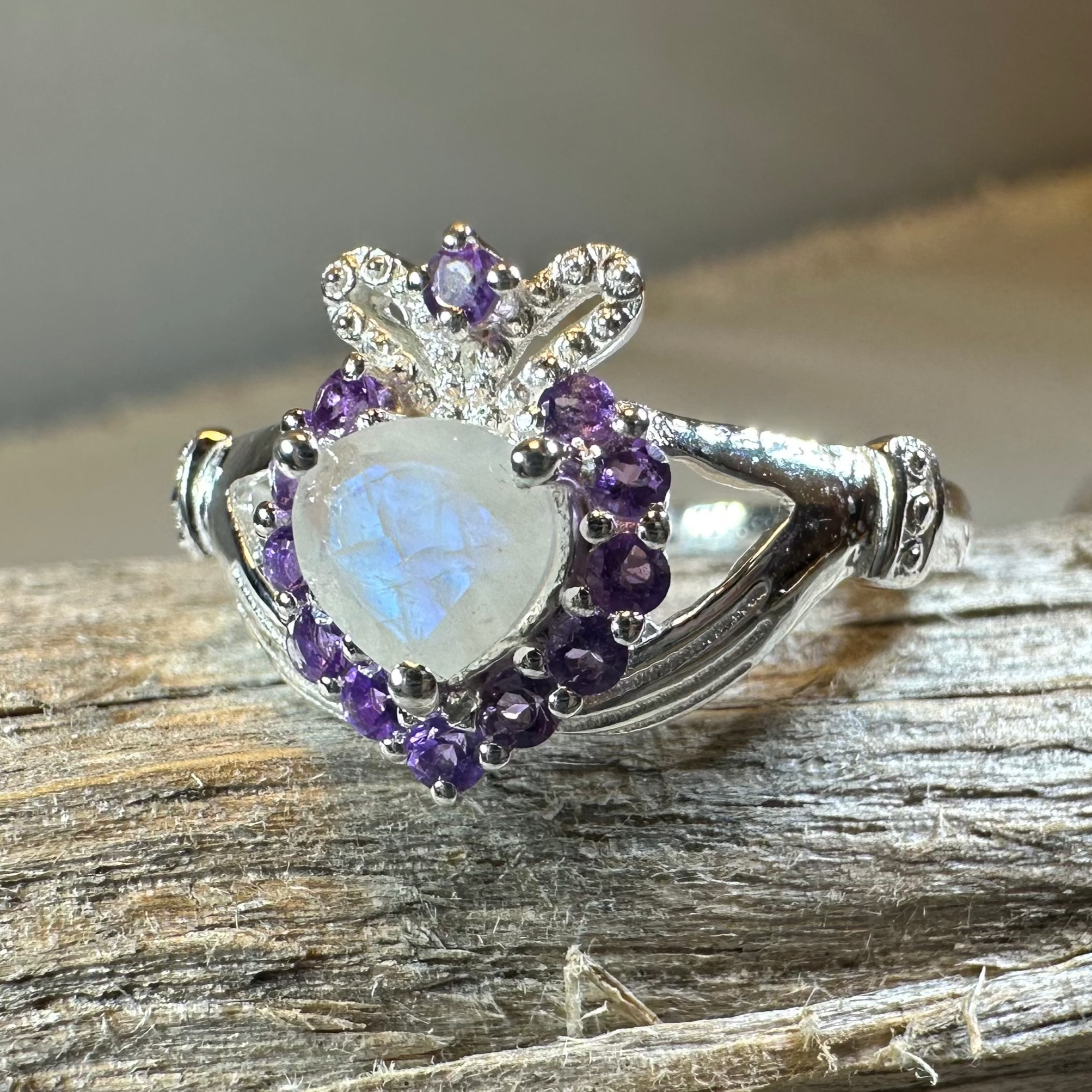 Adore Moonstone Claddagh Ring