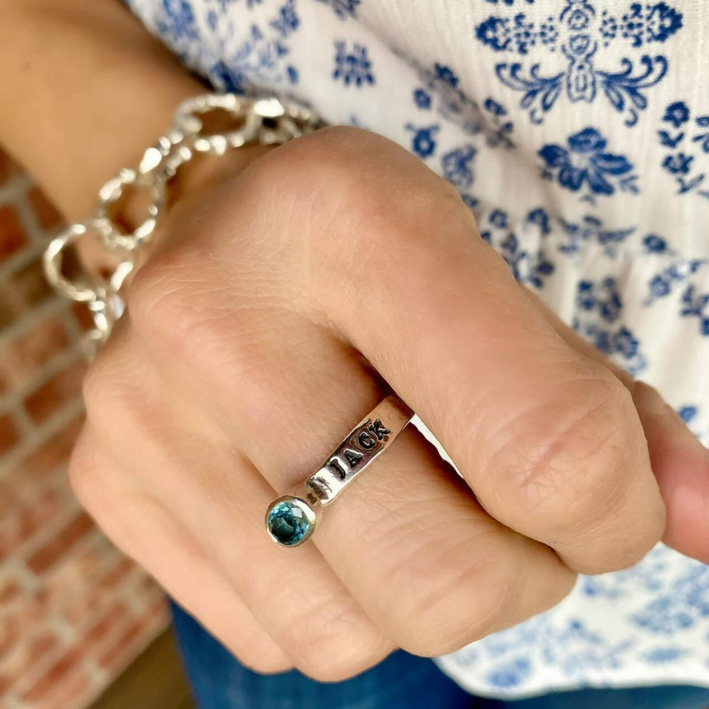 Personalized Oval Birthstone Ring